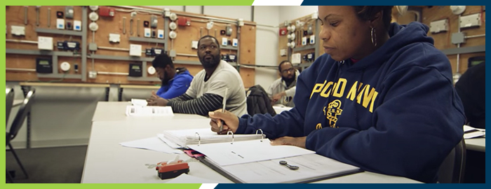 Veterans in electrical training center